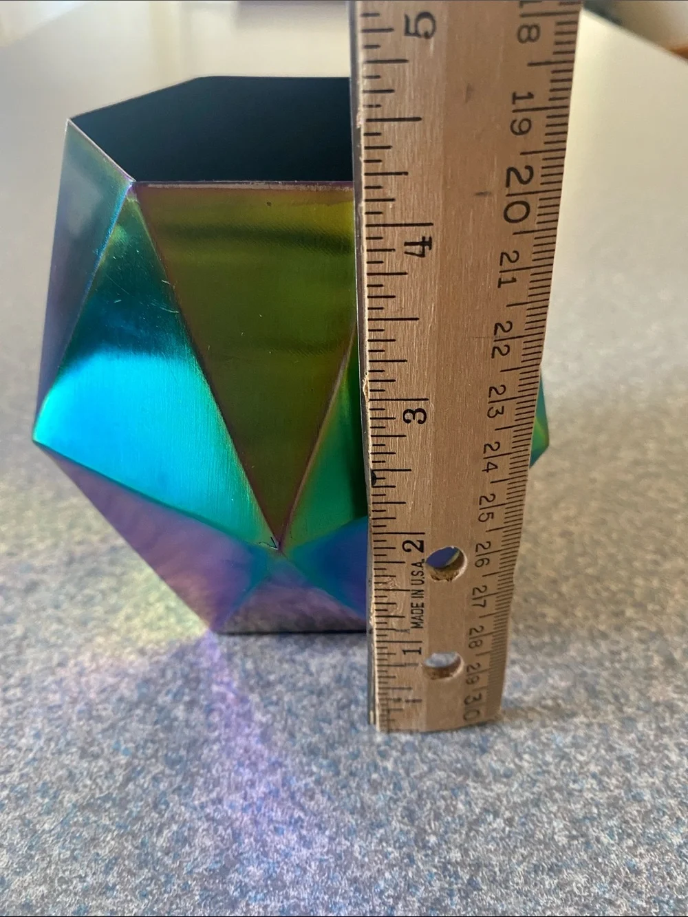 Iridescent Geometric Metal Pencil Holder - Green Blue Purple